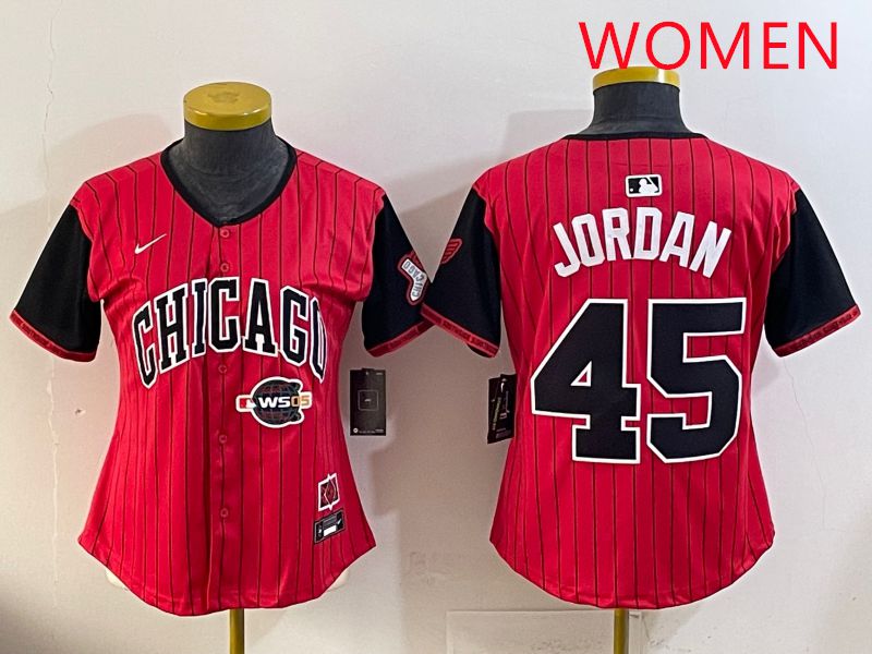 Women 2025 Chicago White Sox 45 Jordan Red Joint Name Nike MLB Jersey style 12